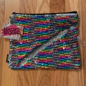 🆕 Style Lab Multicolored Flip Sequin Pencil/Makeup Pouch